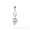 316L SURGICAL STEEL CZ HEART DANGLE BELLY BUTTON NAVEL RING 